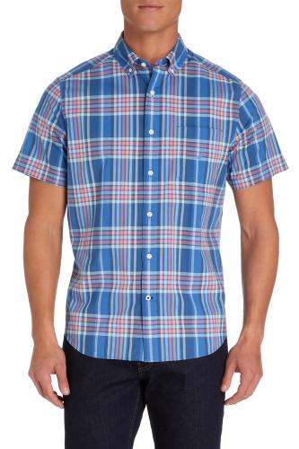Nautica ανδρικό πουκάμισο με καρό σχέδιο και απλικέ τσέπη στο στήθος - W15202 Μπλε S